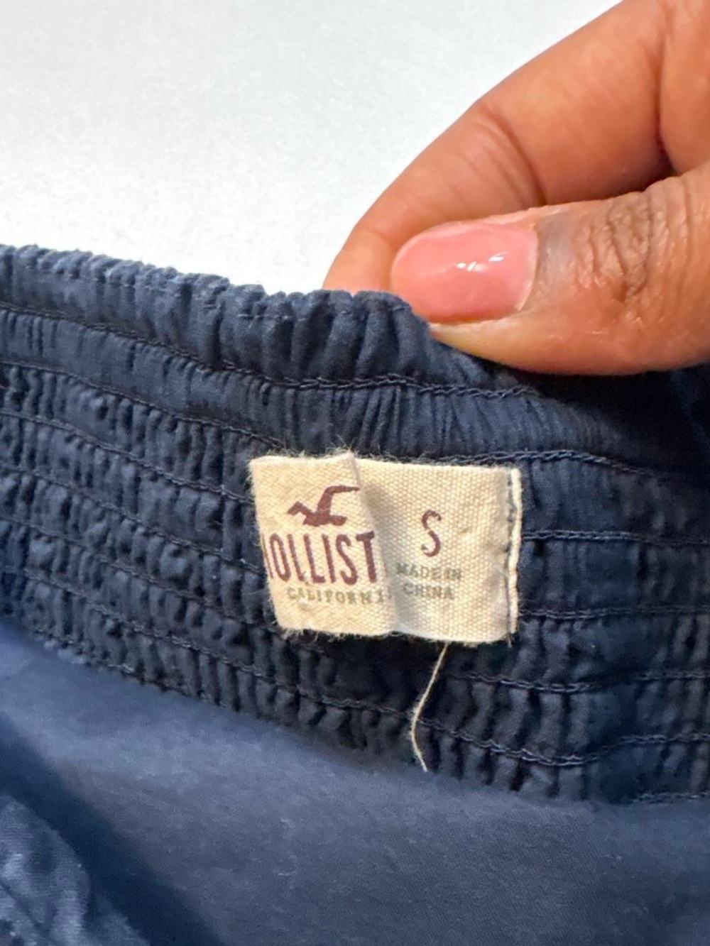 Hollister Navy Strapless Floral Lace Peplum Top - Picture 2 of 3
